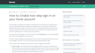 How to: Enable two-step sign in on your Hover account – Hover Help ...