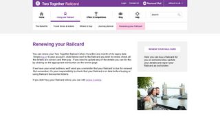 Renewing your Railcard - Two Together Railcard