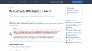My Cloud Twonky DLNA Media Server Support - Find Answers - Service