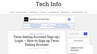 Twoo Dating Account Sign up | Login - Tech Info