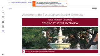 the TWU Canvas Student Overview - Login