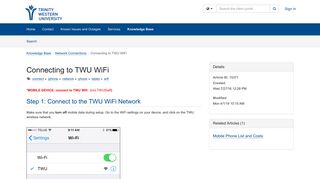 Article - Connecting to TWU WiFi - TeamDynamix