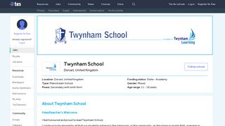 Twynham School - Tes Jobs