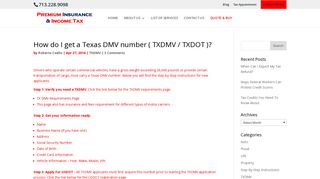 How do I get a Texas DMV number ( TXDMV / TXDOT )?