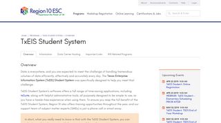 TxEIS Student System - Overview - Region 10 Website