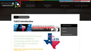 TxEIS Information - Programs & Services/Products - ESC Region 18