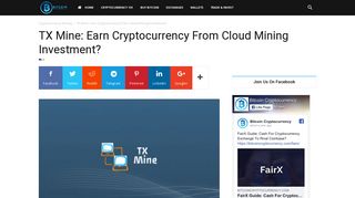 TX Mine Guide: Earn Cryptocurrency From Cloud Mining Investment?
