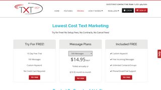 TXT180 Pricing for Text Message Marketing - TXT180.com