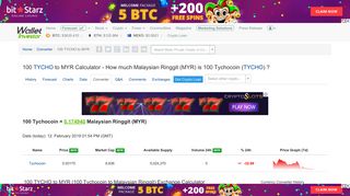100 Tychocoin to Malaysian Ringgit - WalletInvestor.com