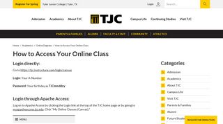 How to Access Your Online Class - Tyler Junior College