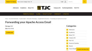 Forwarding your Apache Access Email | Tyler Junior College