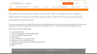 My attempt to submit an invoice to Tymetrix 360° is resulting in an ...