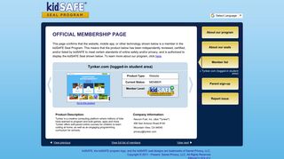 Tynker.com (logged-in student area) is certified by the kidSAFE Seal ...