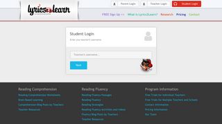 Student Login Page | Lyrics2Learn