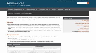 Typhon Site/Preceptor Request - Cizik School of Nursing - UTHealth