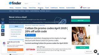 Cotton On Promo Codes: 20% off with code | finder.com.au