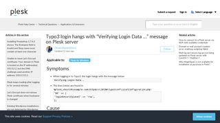Typo3 login hangs with “Verifying Login Data …” message – Plesk ...
