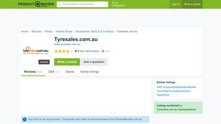 Tyresales.com.au Reviews - ProductReview.com.au