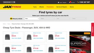 Cheap Tyre Deals - Passenger, SUV, 4X4 & 4WD | JAX Tyres