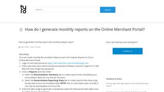 How do I generate monthly reports on the Online Merchant Portal?