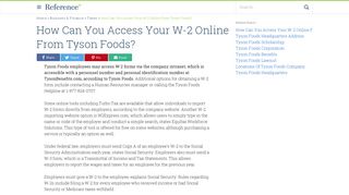 How Can You Access Your W-2 Online From Tyson Foods ...