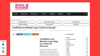 TzarMedia.com Member login,Sign up Create an Account | Delete ...