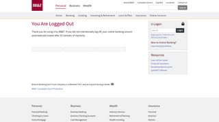 Secure Log Off | BB&T Online Banking | BB&T Bank