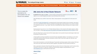 U-Haul: About: Zi Joins The U-Haul Dealer Network