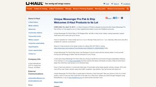 U-Haul: About: Unique Messenger Pro Pak Ship Welcomes U-Haul ...