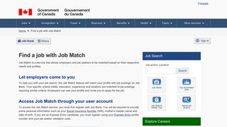 Find a job with Job Match - Job Bank