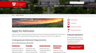 Apply for Admission - Office of Admissions - The University of Utah