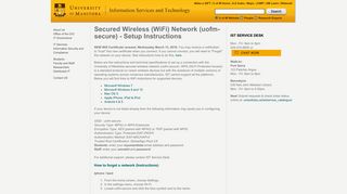 Secured Wireless (WiFi) Network (uofm-secure) - Setup Instructions