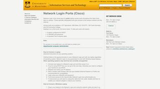 Network Login Ports (Cisco) - University of Manitoba