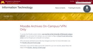 Moodle Archives On-Campus/VPN Only | <span class=