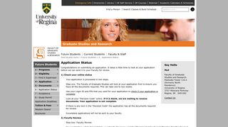 Application Status | Graduate Studies, University of Regina