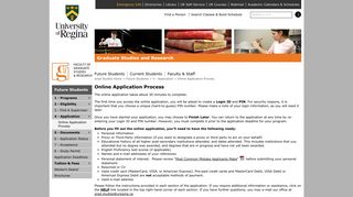 Online Application Process | Graduate Studies, University of Regina