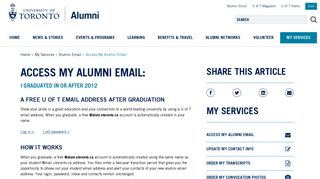 Access My Alumni Email: | University of Toronto Alumni