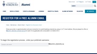 Register for a free alumni email | University of Toronto Alumni
