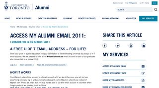 Access My Alumni Email 2011: | University of Toronto Alumni