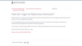 How do I login to MyAccess-Instructor? – School of Continuing Studies