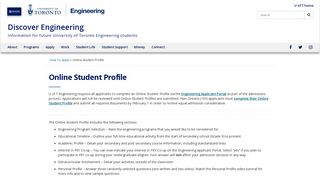 Online Student Profile - discover.engineering.utoronto.... - University of ...