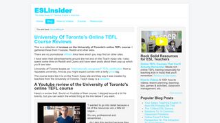 University Of Toronto's Online TEFL Course Reviews | ESLinsider