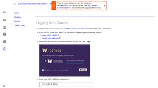 Logging Into Canvas: Canvas Orientation for Students - UW Canvas