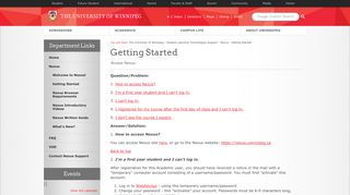 Getting Started - The University of Winnipeg