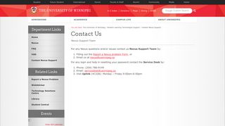 Contact Nexus Support - The University of Winnipeg