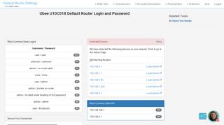 Ubee U10C018 Default Router Login and Password - Clean CSS