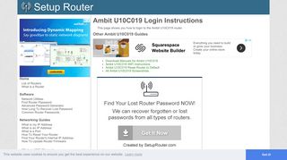 How to Login to the Ambit U10C019 - SetupRouter