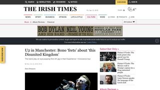 U2 in Manchester: Bono 'frets' about 'this Disunited Kingdom'