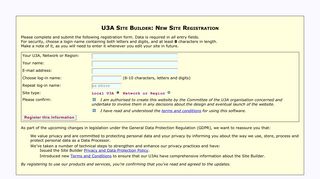 U3A Site Builder: New Site Registration