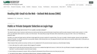 UAB - Information Technology - Displaying items by tag: outlook web ...